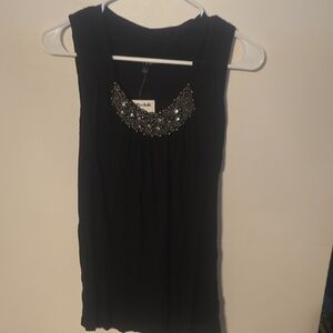 Cable & Gauge Black Embellished Tank Top